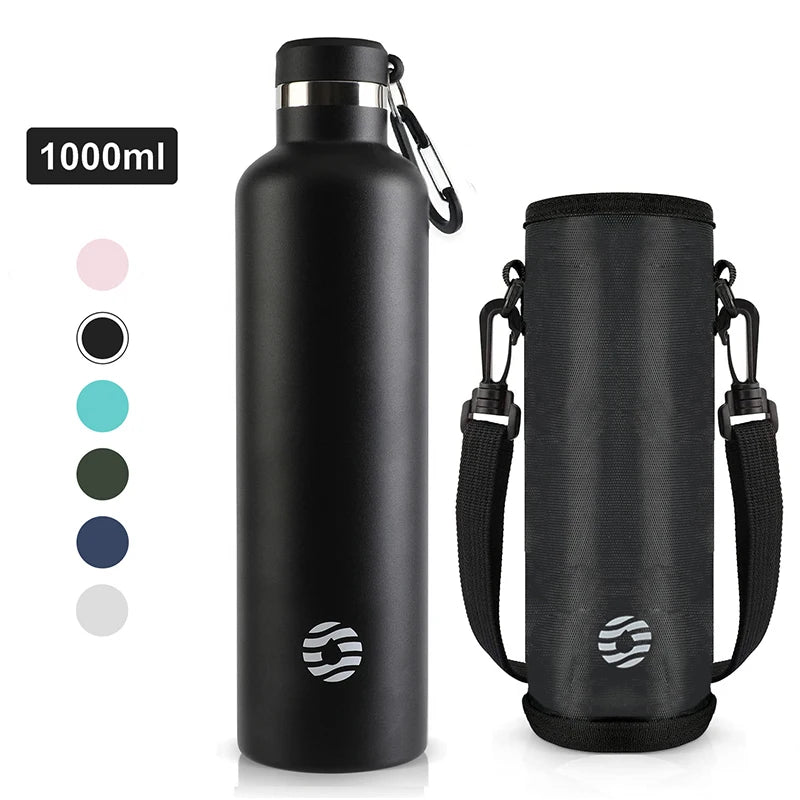 Stainless Steel Thermos Bottle 1000Ml Sports Flask Vacuum Insulated Water Bottle Leak Proof BPA Free