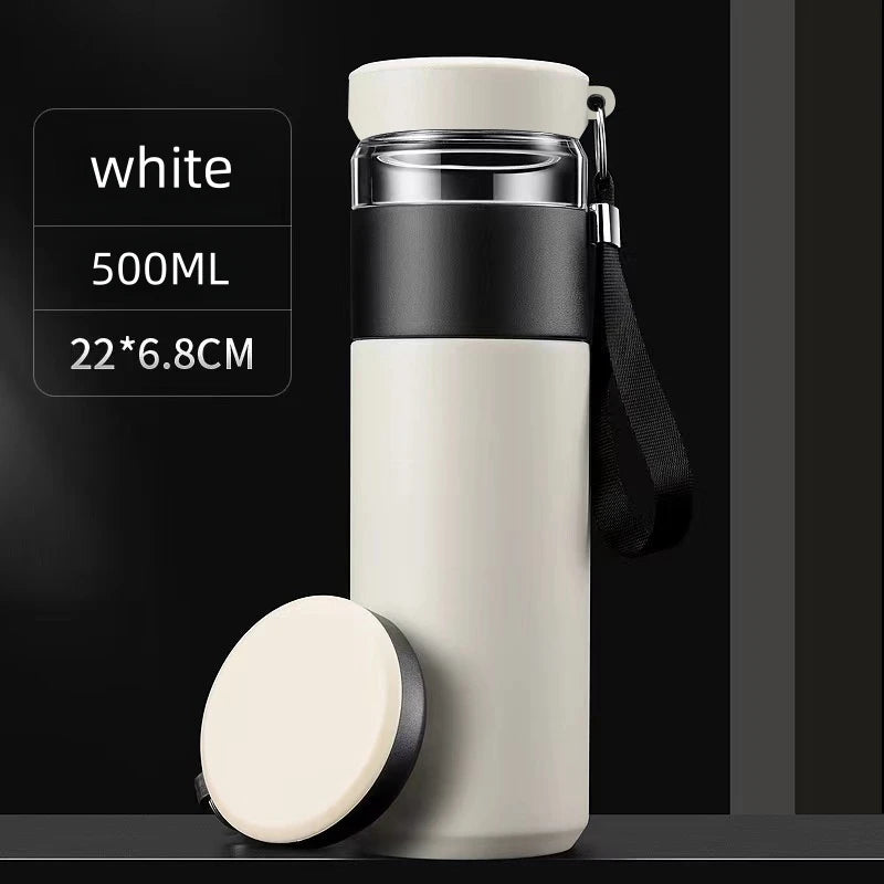 500ml Stainless Steel Insulated Tea Infuser Vacuum Flask with Independent Tea Storage - Travel Mug for Business Gifts