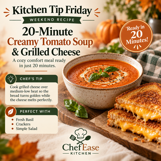 🍅 20-Minute Creamy Tomato Soup & Grilled Cheese