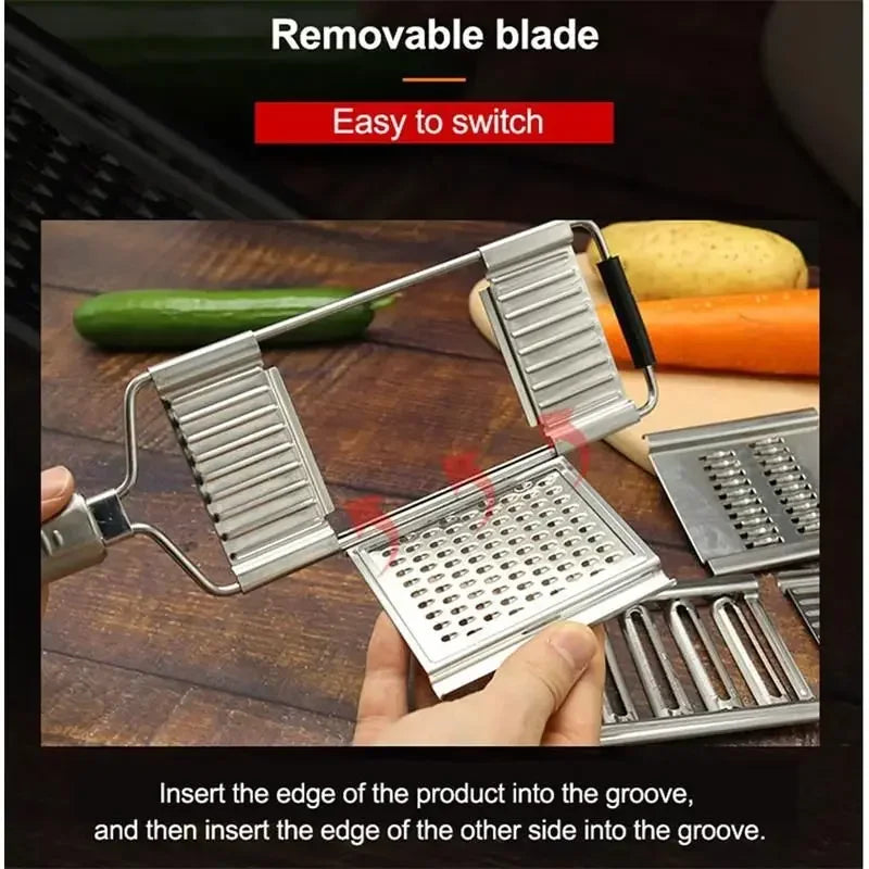 4 In1 Vegetable Slicer Stainless Steel Shredder Cutter Multi-Purpose Vegetable Slicer Cuts Set Manual Fruit Carrot Potato Grater