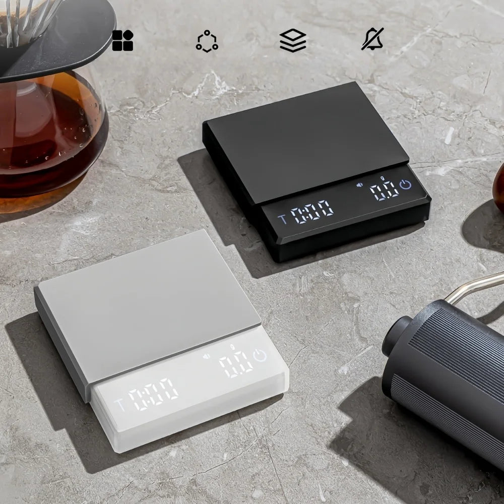 Mini Electronic Coffee Scale Smart Powder Water Ratio USB Silicone Pad High Quality Precision Professional Kitchen Coffee Tools