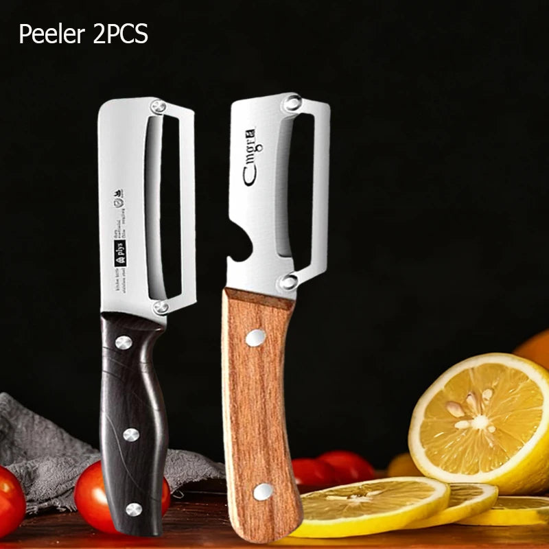 Stainless Steel Fruit Peeler Wooden Handle Paring Knife Planer Sugarcane Household Thick Fruits Vegetables Scraping Tools