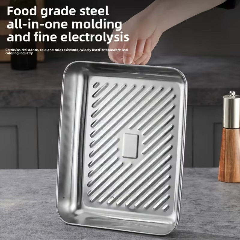 Pro Stainless Baking Trays! 3Pcs with Lids - Non-Stick & Easy-Clean. Perfect for Roasting Veggies/Meats. Home & Restaurant Grade
