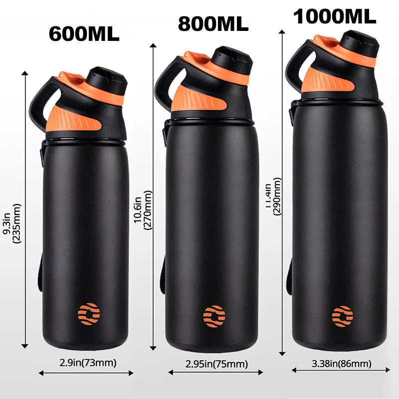 LKG Thermos Double Wall Vacuum Flask with Magnetic Lid Outdoor Sport Water Bottle Stainless Steel Thermal Mug Leak Proof