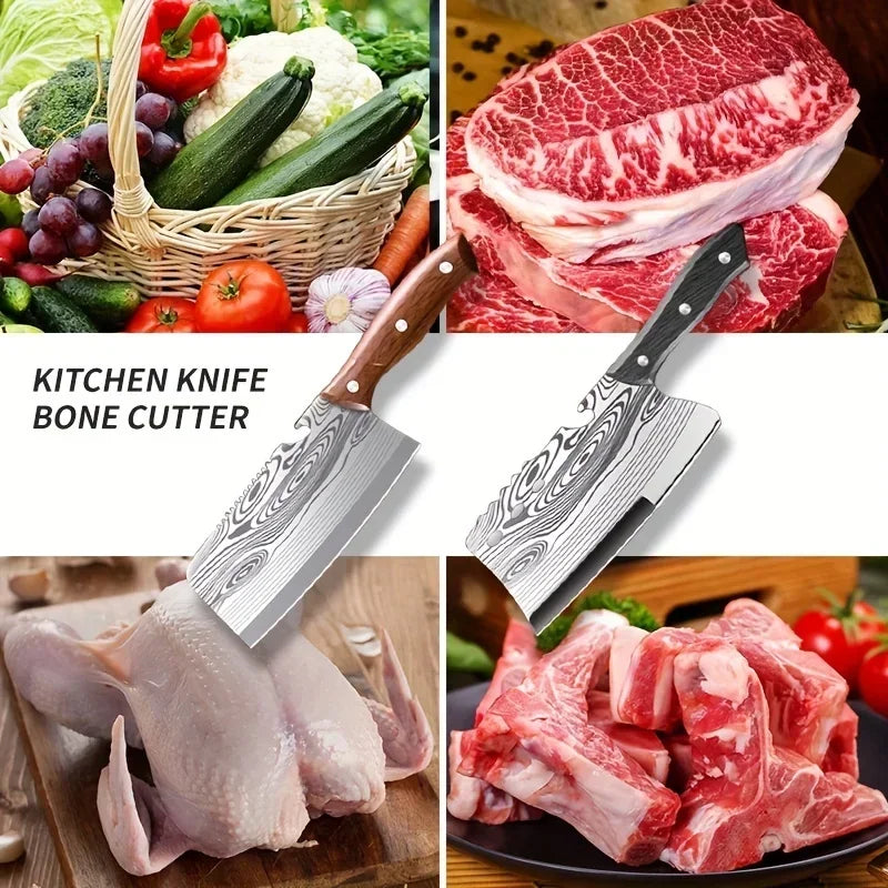 Damascus Pattern Kitchen Knife Stainless Steel Quick Meat Cleaver Household Kitchen Sharp Chopping Bone Knife