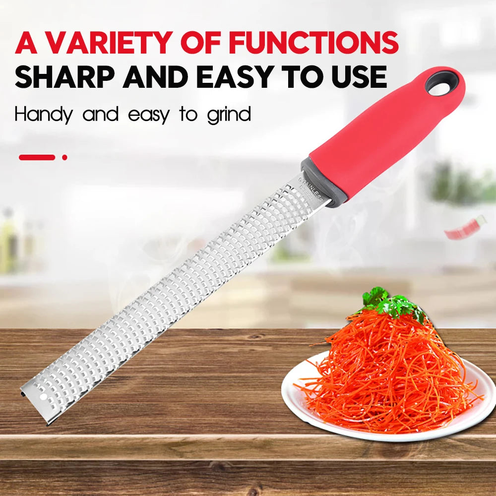 Stainless Steel Cheese Grater Citrus Lemon Zester Peeler Cheese Lemon Fruit Chocolate Grater with Non-Slip Handle Kitchen Gadget