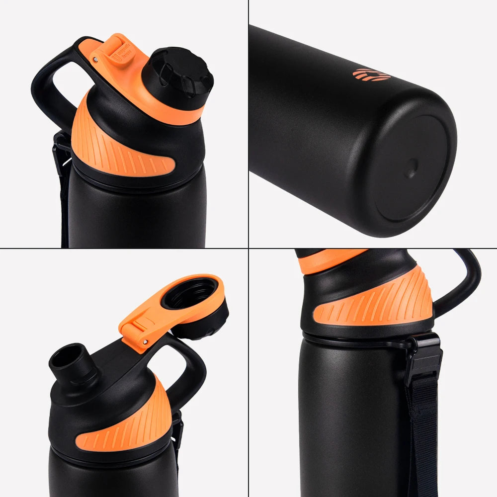 LKG Thermos Double Wall Vacuum Flask with Magnetic Lid Outdoor Sport Water Bottle Stainless Steel Thermal Mug Leak Proof