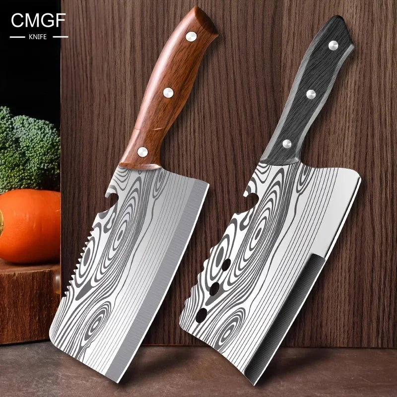 Damascus Pattern Kitchen Knife Stainless Steel Quick Meat Cleaver Household Kitchen Sharp Chopping Bone Knife