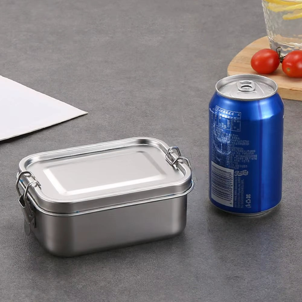 Durable Stainless Steel Bento Box Large Capacity Square Lunch Box with Lid Leakproof Lunch Container Outdoor