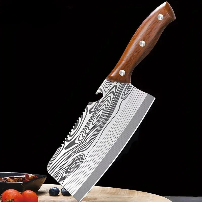 Damascus Pattern Kitchen Knife Stainless Steel Quick Meat Cleaver Household Kitchen Sharp Chopping Bone Knife