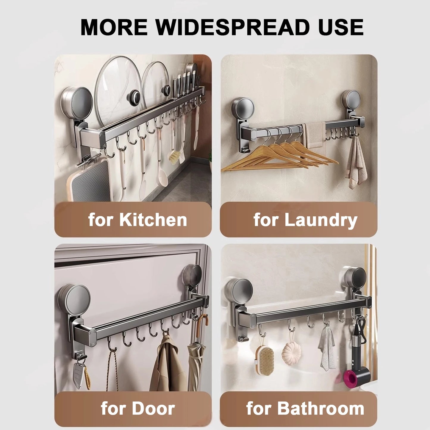 Grey Wall Mounted No-Punch Large Capacity Storage Utensils Metal Kitchen Shelf Skeletonized Drainage Design Easy to Clean