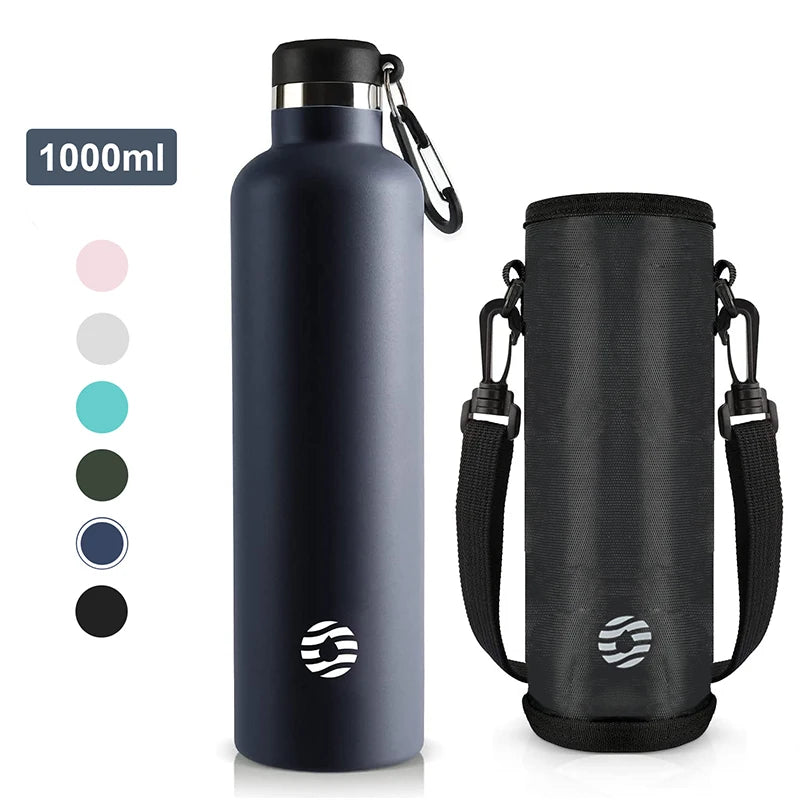 Stainless Steel Thermos Bottle 1000Ml Sports Flask Vacuum Insulated Water Bottle Leak Proof BPA Free