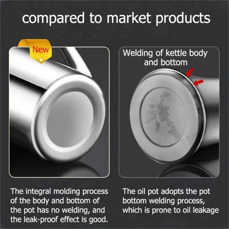 304 Stainless Steel Oil Pot Kitchen Oil Tank Sauce Vinegar Drip-Proof Dust-Proof Oil Storage Container to Store Kitchen Tools