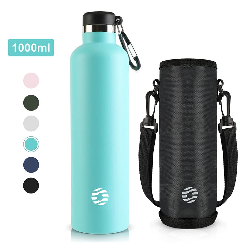 Stainless Steel Thermos Bottle 1000Ml Sports Flask Vacuum Insulated Water Bottle Leak Proof BPA Free