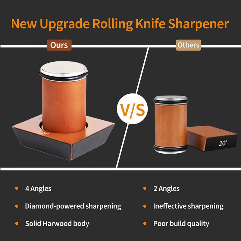 4 Angles Rolling Knife Sharpener Kit for Straight Edge Roller Knife Sharpening with Industry Diamonds Whetstone Chef Knife Set