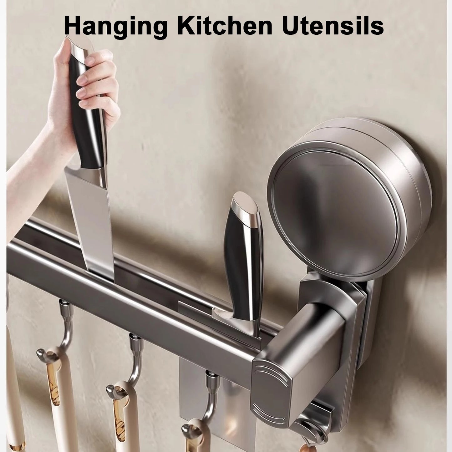 Grey Wall Mounted No-Punch Large Capacity Storage Utensils Metal Kitchen Shelf Skeletonized Drainage Design Easy to Clean