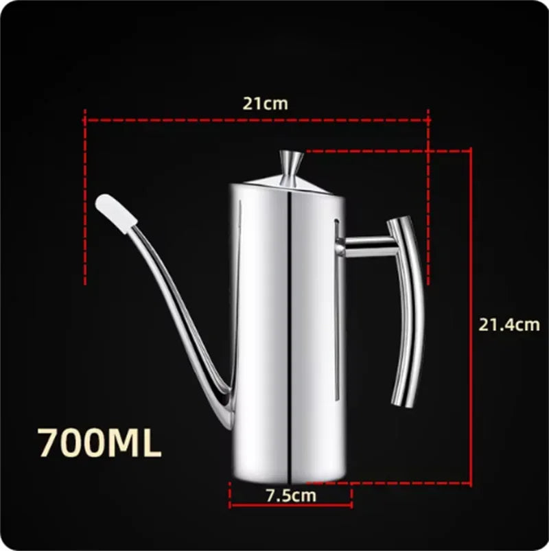304 Stainless Steel Oil Pot Kitchen Oil Tank Sauce Vinegar Drip-Proof Dust-Proof Oil Storage Container to Store Kitchen Tools