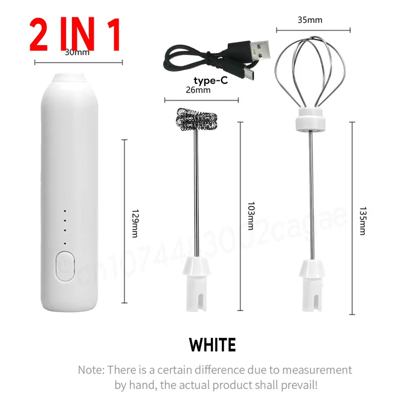 UPGRADED Electric Coffee Frother/Milk Whisk+Egg Beater MINI Food Blender USB Rechargeable Handheld Three Speeds Espresso Tools
