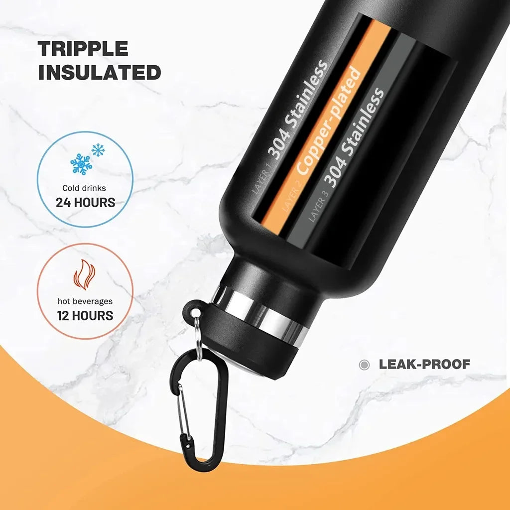 Stainless Steel Thermos Bottle 1000Ml Sports Flask Vacuum Insulated Water Bottle Leak Proof BPA Free