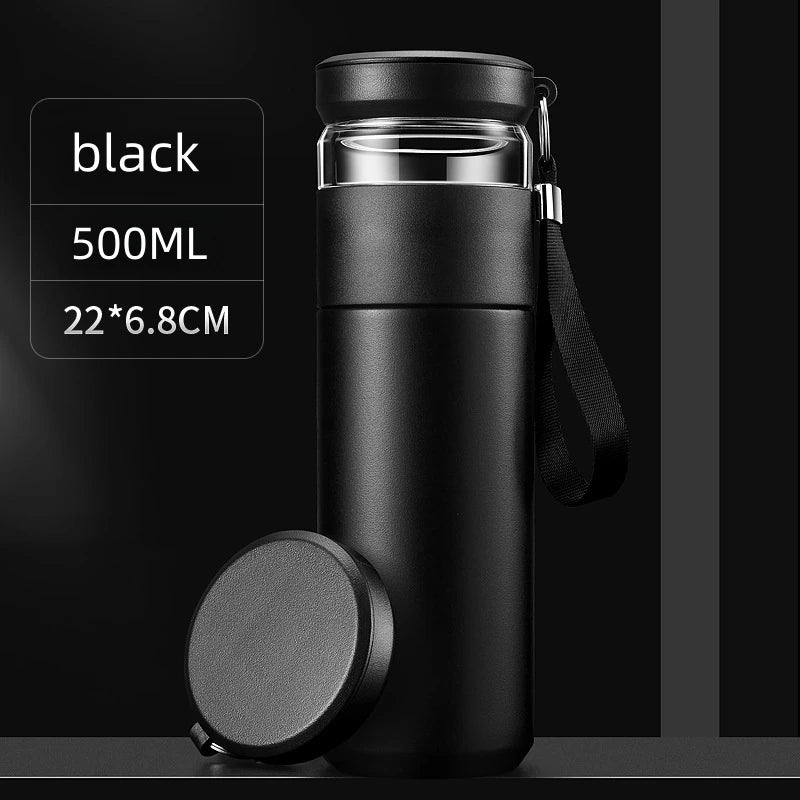 500ml Stainless Steel Insulated Tea Infuser Vacuum Flask with Independent Tea Storage - Travel Mug for Business Gifts