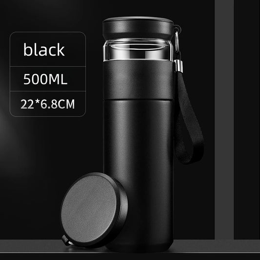 500ml Stainless Steel Insulated Tea Infuser Vacuum Flask with Independent Tea Storage - Travel Mug for Business Gifts