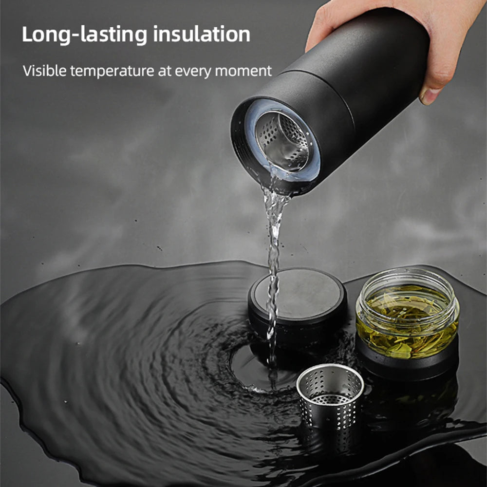 500ml Stainless Steel Insulated Tea Infuser Vacuum Flask with Independent Tea Storage - Travel Mug for Business Gifts