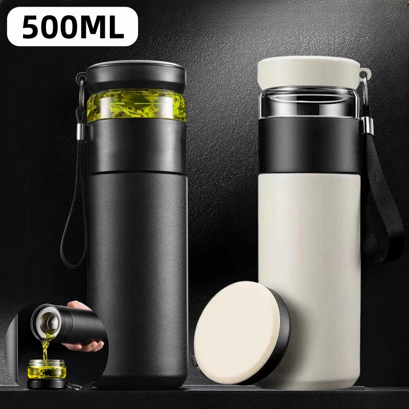 500ml Stainless Steel Insulated Tea Infuser Vacuum Flask with Independent Tea Storage - Travel Mug for Business Gifts