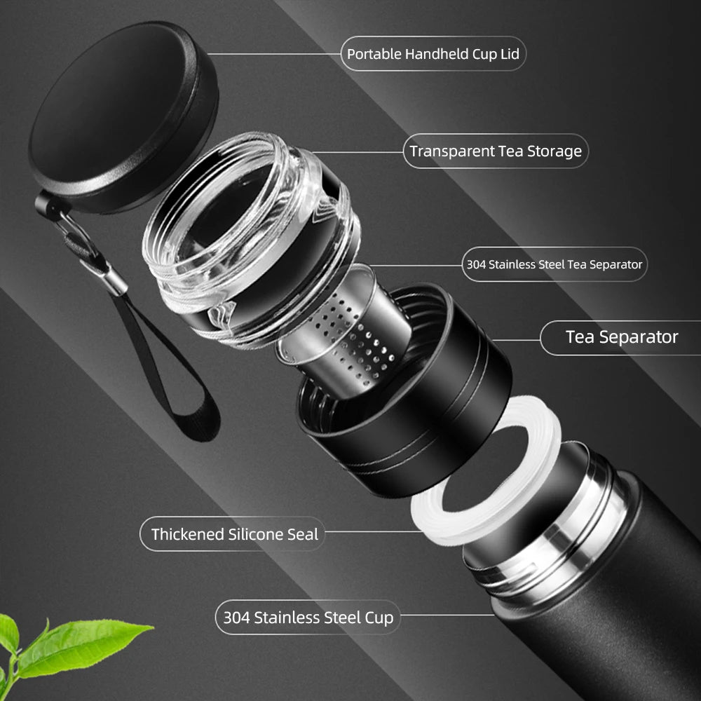 500ml Stainless Steel Insulated Tea Infuser Vacuum Flask with Independent Tea Storage - Travel Mug for Business Gifts