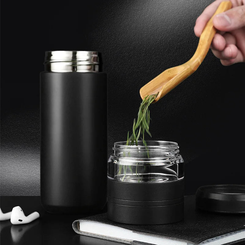 500ml Stainless Steel Insulated Tea Infuser Vacuum Flask with Independent Tea Storage - Travel Mug for Business Gifts