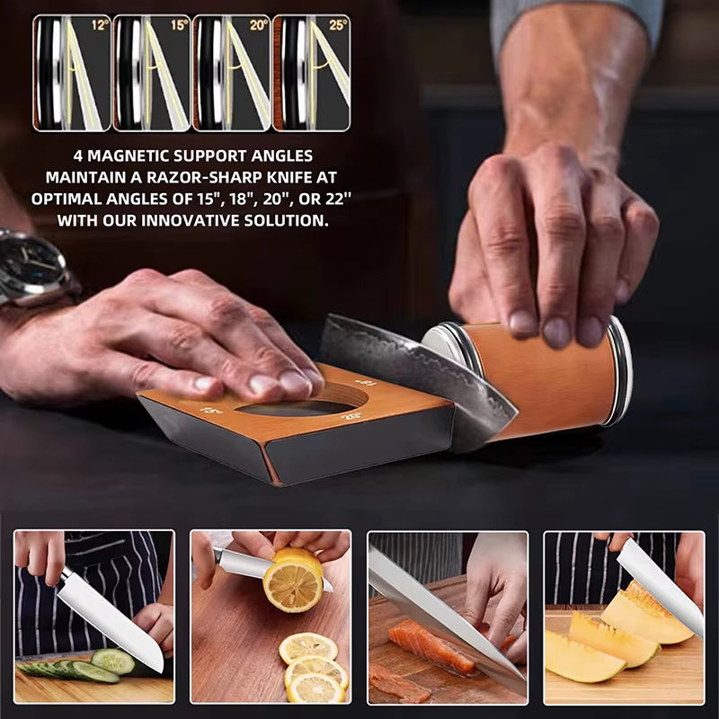 4 Angles Rolling Knife Sharpener Kit for Straight Edge Roller Knife Sharpening with Industry Diamonds Whetstone Chef Knife Set