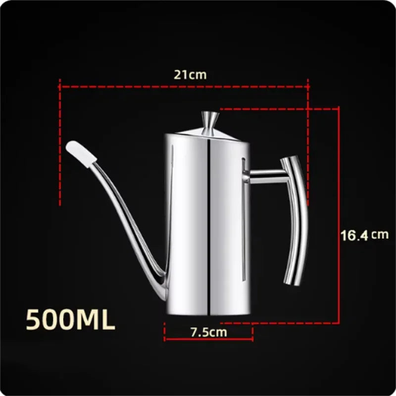 304 Stainless Steel Oil Pot Kitchen Oil Tank Sauce Vinegar Drip-Proof Dust-Proof Oil Storage Container to Store Kitchen Tools