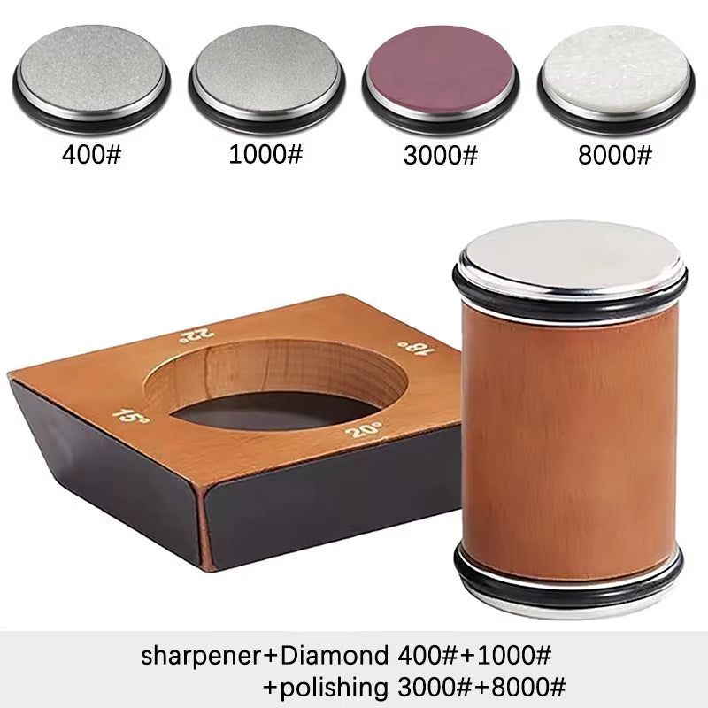 4 Angles Rolling Knife Sharpener Kit for Straight Edge Roller Knife Sharpening with Industry Diamonds Whetstone Chef Knife Set