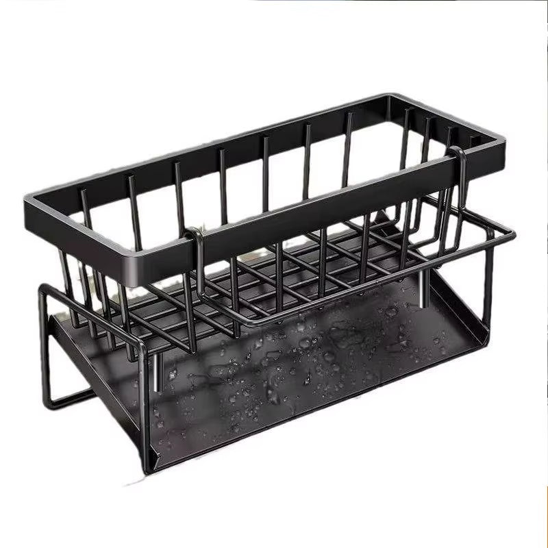Kitchen Sponge Holder Drain Rack Sink Organizer for Dish Cloth Scrubber Storage with Hanging Hook