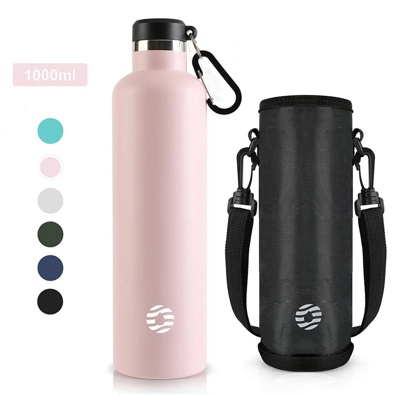 Stainless Steel Thermos Bottle 1000Ml Sports Flask Vacuum Insulated Water Bottle Leak Proof BPA Free