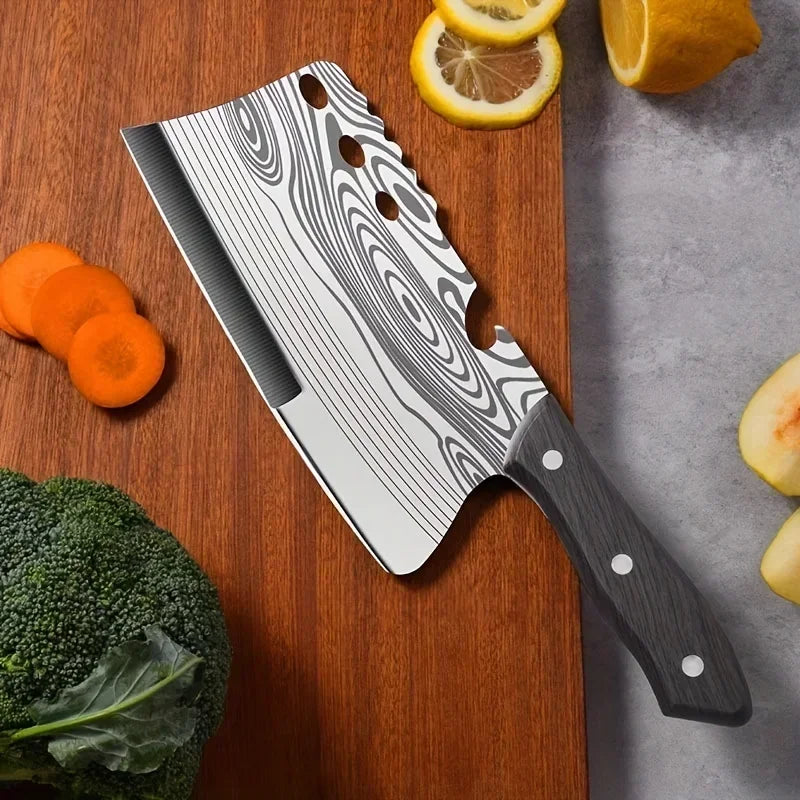 Damascus Pattern Kitchen Knife Stainless Steel Quick Meat Cleaver Household Kitchen Sharp Chopping Bone Knife